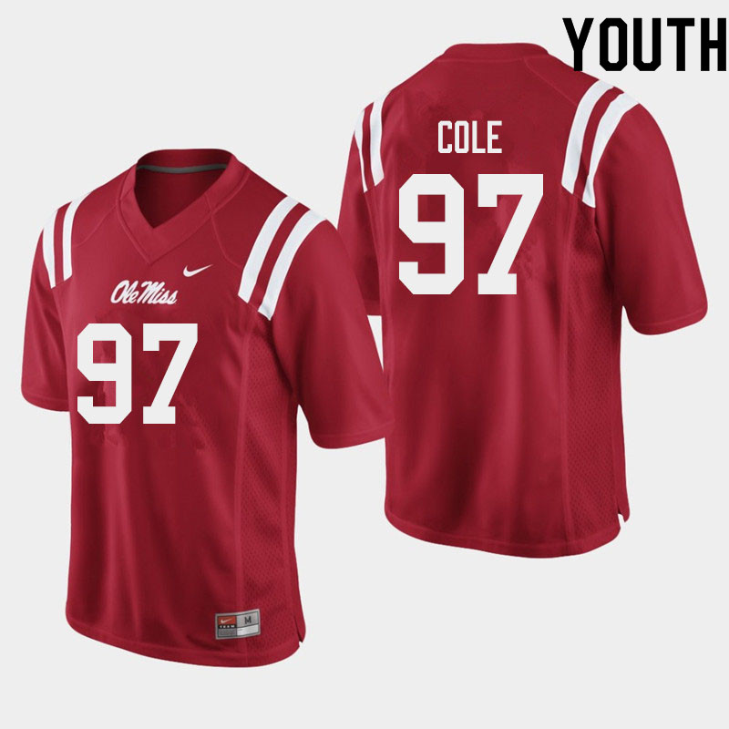 Spencer Cole Ole Miss Rebels NCAA Youth Red #97 Stitched Limited College Football Jersey OUJ1858WB